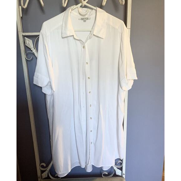 Rose & Olive 1X White Top Shirt Preppy Classy Rayon - Picture 1 of 4